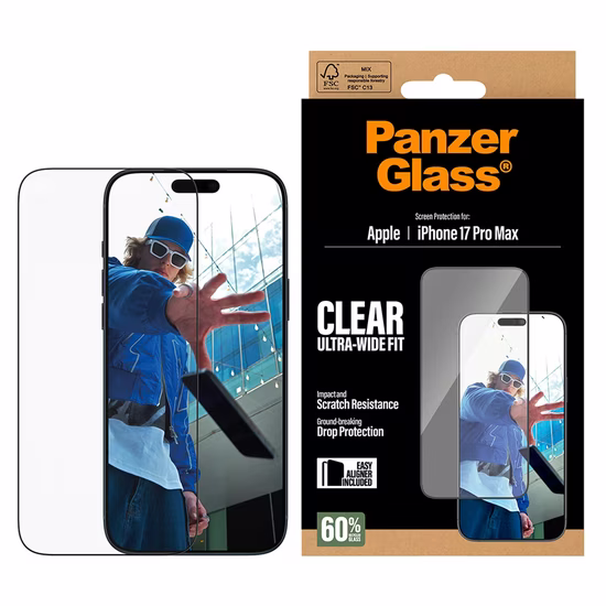 Tempered glass PanzerGlass with installation frame Apple iPhone 17 Pro Max